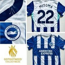 Kaoru Mitoma Hand Signed Brighton Home Football Shirt Jersey With COA