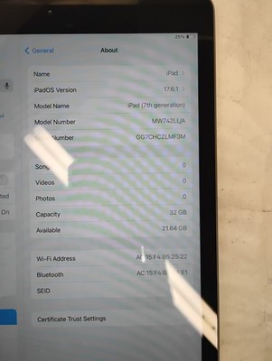 Apple iPad 7 10.2'' (7th Gen 2019) (Wi-Fi) 32GB Space Gray - Good