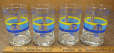 VTG Pepsi-Cola Collector Glass Running Logo Yellow light Blue Stripes Set 4