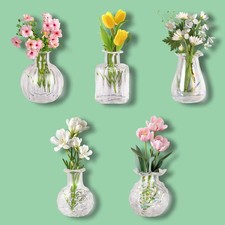  Cute Mini Vase Magnets for Fridge,Tiny Plant Glass Vases with Flowers,Magnetic 