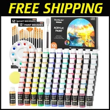 Acrylic Paint Set with 98 Unique Colors + Accessories