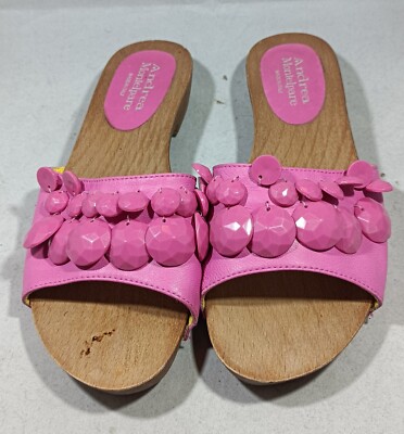  Andrea Montelpari Damen Clogs Lederband mit Steinen Made in Italy 