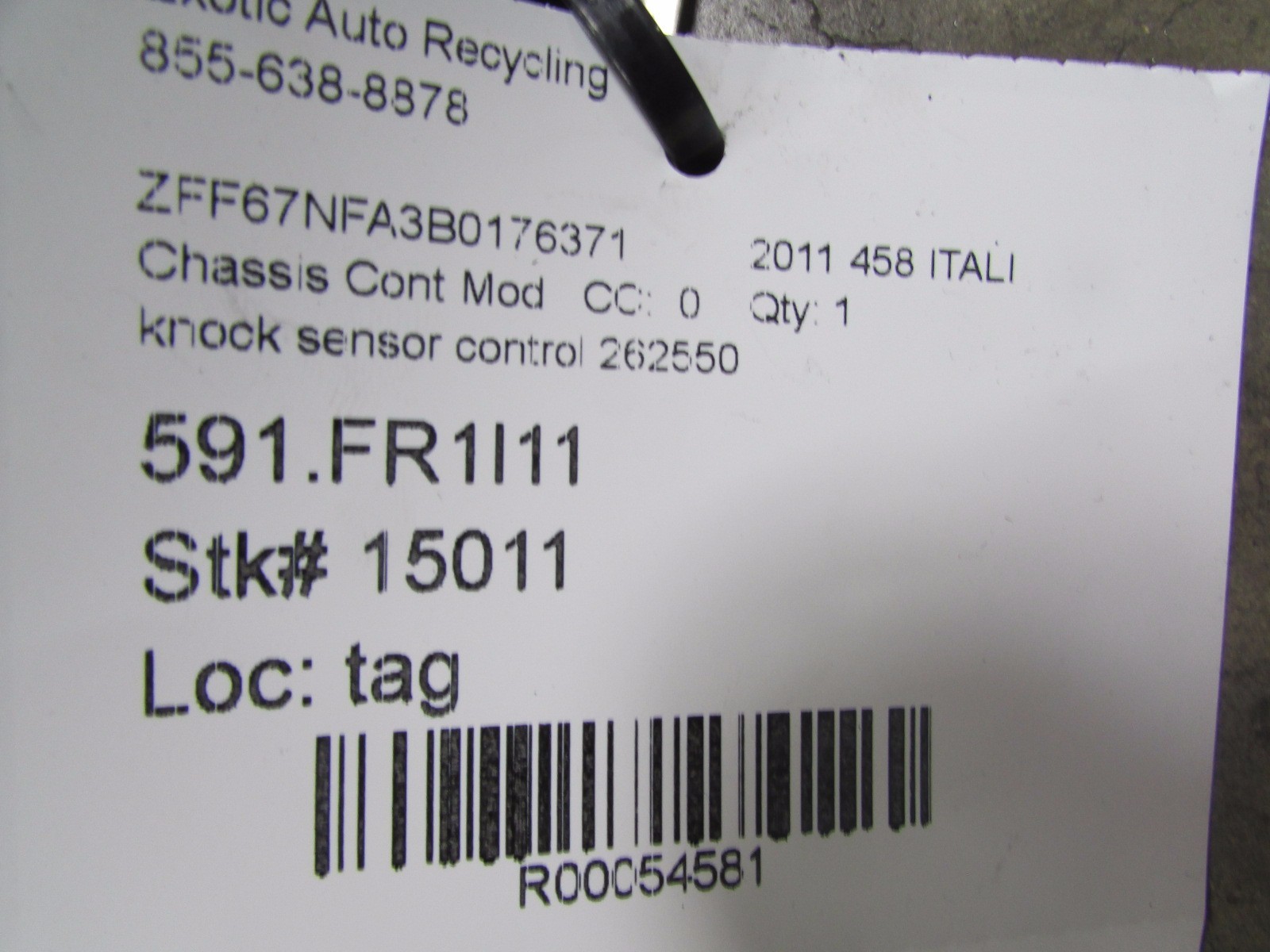Ferrari 458 Italia, Ionising Knock Sensor Control Unit, Used P/N 262550