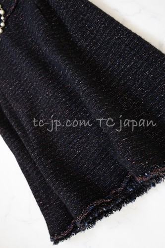 CHANEL 07PF Black Blue Metallic Braid Trim Wool Cashmere Tweed Dress 36 US4 Mint - Picture 10 of 22