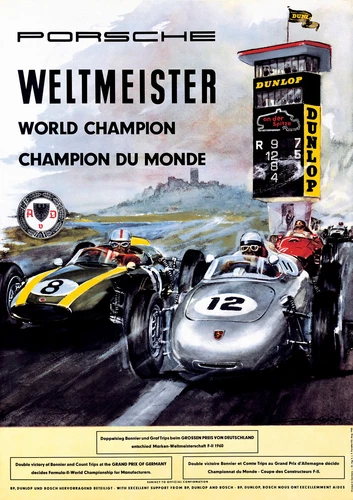 Porsche Weltmeister Champion Grand Prix Germany Vintage Race Poster