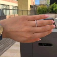 Women's Wedding Band 0.35Ct Round Cut Diamond White Gold Finish Simulated Size 6