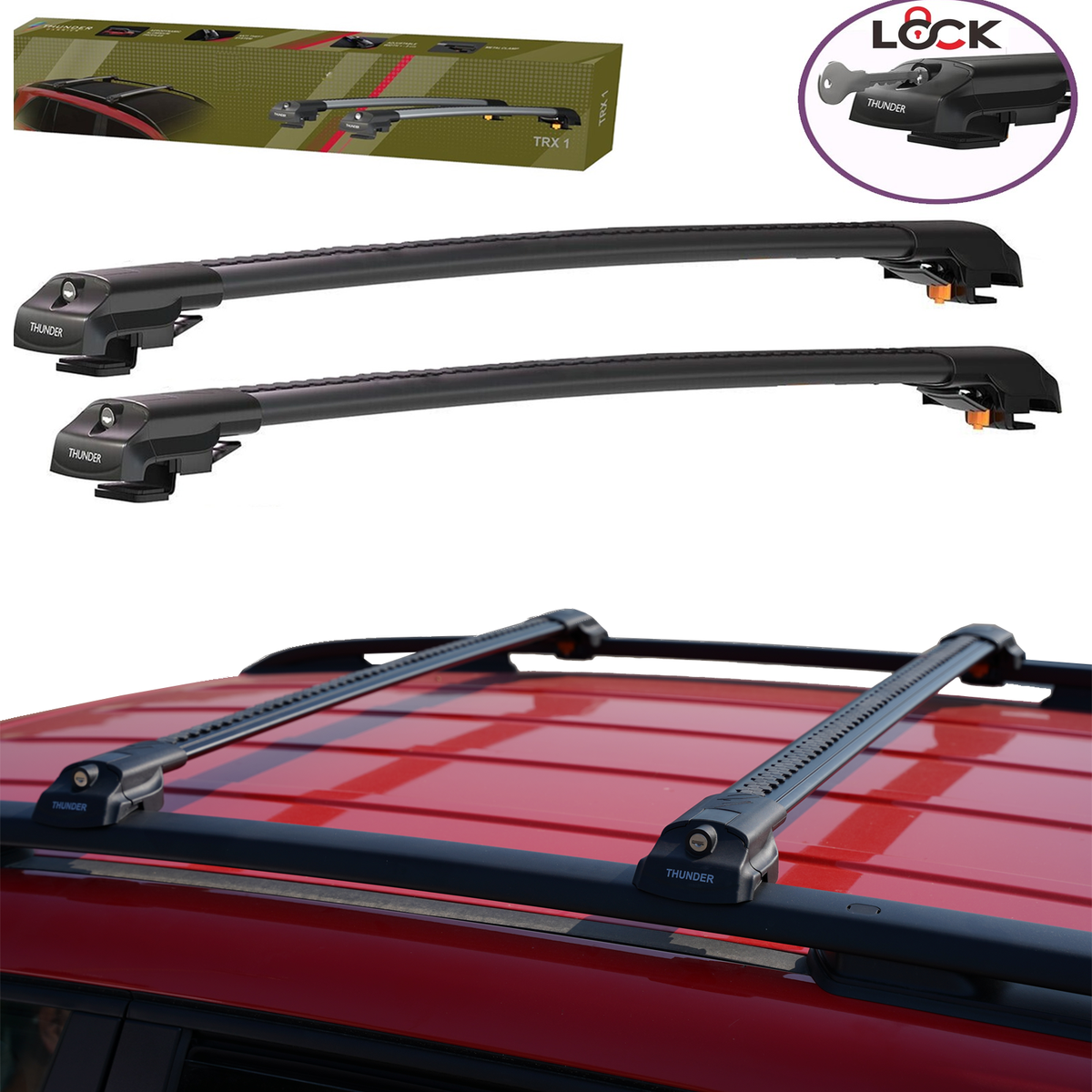 SKODA KODIAQ 2017 ON BLACK LOCKABLE ANTI THEFT CROSS BARS ROOF