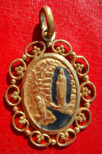OUR LADY OF LOURDES GOLD COLOR VINTAGE 