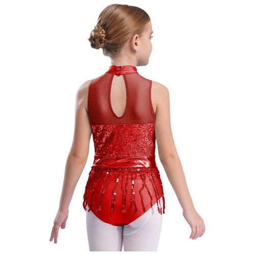 Girls Unitard Hip Hop Leotard Fringed Dress Up Ballet Rompers Tassel Bodysuit - Picture 9 of 37