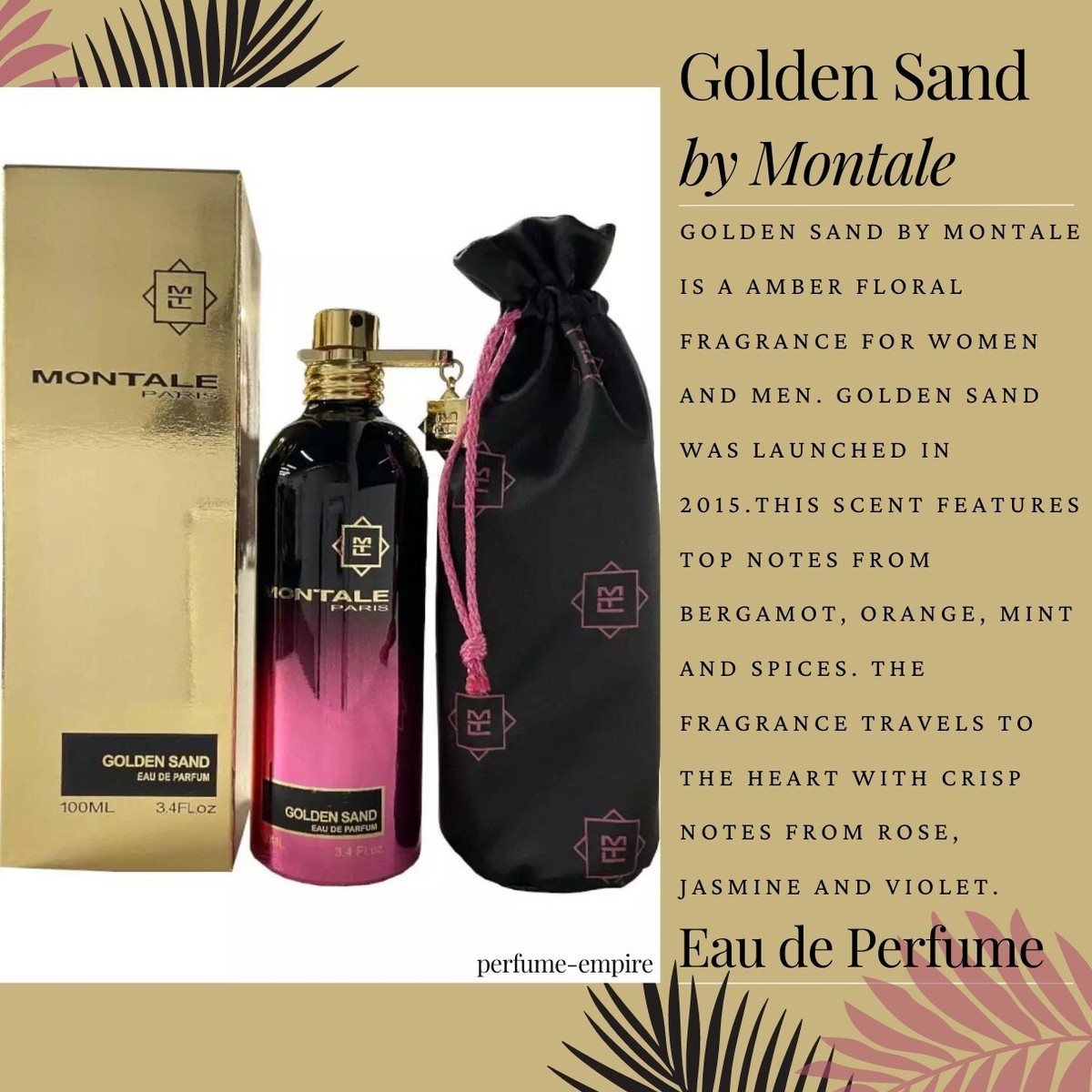Montale Golden Sand Eau De Parfum Spray (Unisex) By Montale - 3.4 oz Montale Golden Sand Eau De Parfum Spray (Unisex) By Montale - 3.4 oz