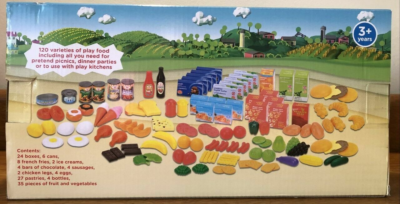 Chad Valley PLAY FOOD SET 120 Pieces Age 3+ Shopping Toy Gift Kit New