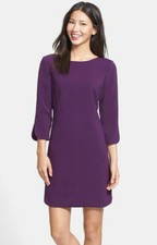 Eliza J- Shirttail Hem & Sleeve Knees Length Eggplant Plum Purple Dress Sz 6 New