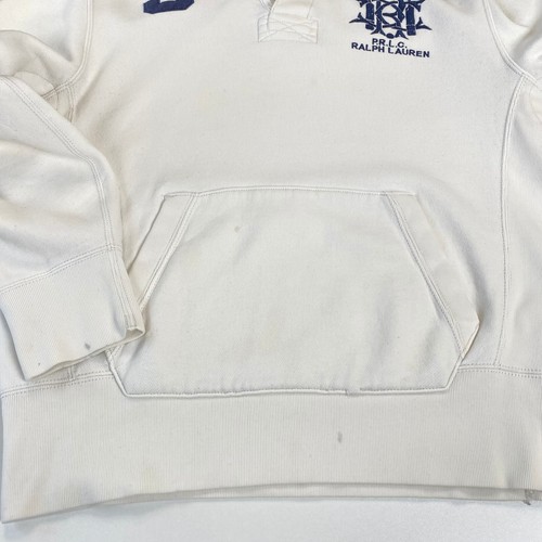 Vintage Polo Ralph Lauren Mens Rugby Hoodie Size M White Retro RLC Crest. - Picture 7 of 10