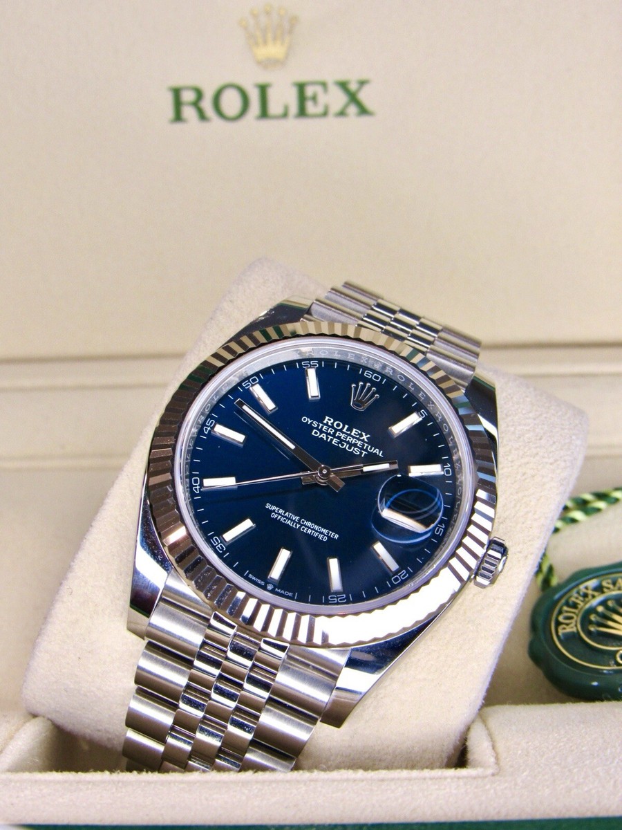 Rolex Datejust 41mm 126334 Blue Jubilee Fluted White Gold