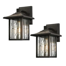 Modern Outdoor Wall Lights Porch Lights with GFCI Outlet Waterproof  1/2 Pack