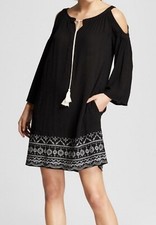 Knox Rose Mini Black White Crepe Embroidered Dress Size Medium BC2339