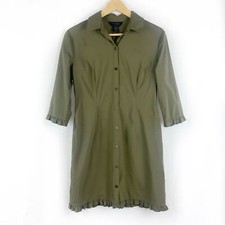 Y2K 90’s Express Olive Green Button Front Shirt Dress, Size M