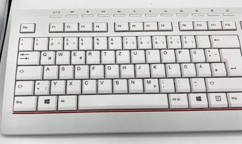 Fujitsu Tastatur Keyboard KB521 DE weiß mit rotem Streifen - Bild 3 von 6