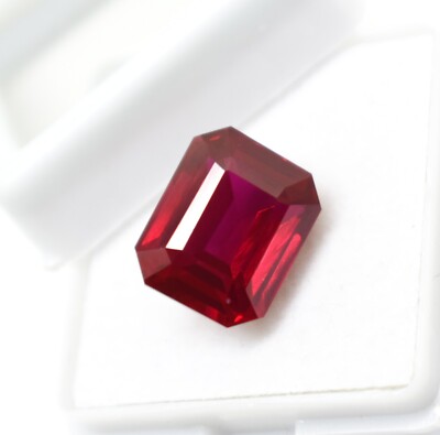 Emerald Cut Certified Myanmar's 10 Ct Red Ruby Natural Beautiful Loose Gemstone