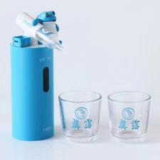 Hite Jinro Blue Toad Frog Soju Automatic Dispenser & 2pcs Soju Glasses