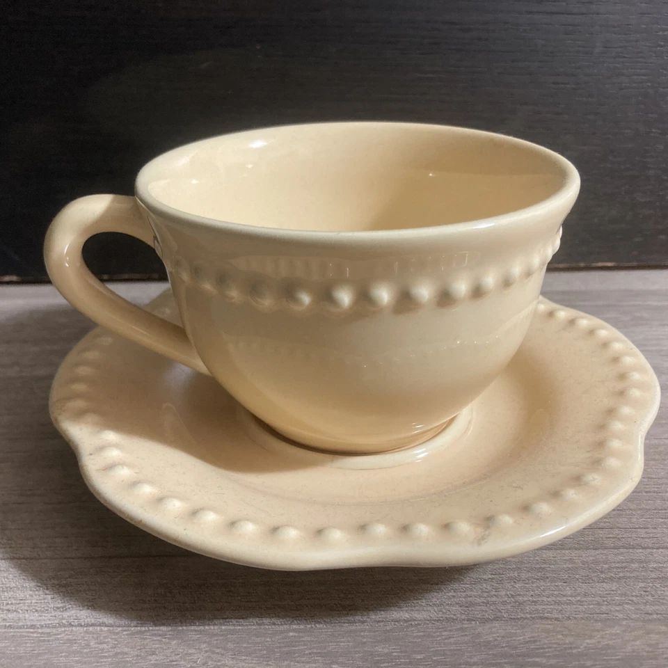 Pottery Barn “Emma” Pale Yellow Cup & Saucer - Image 2 of 4