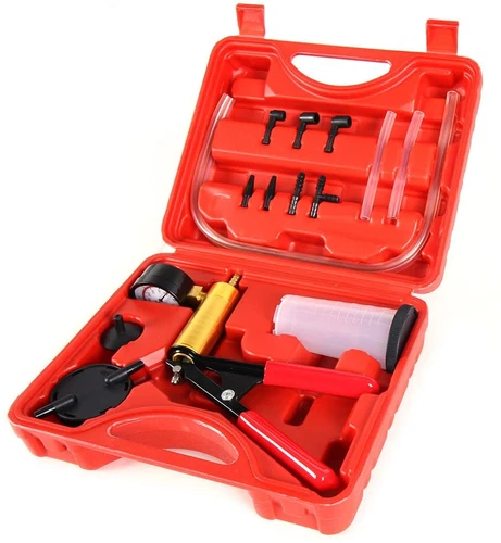 Hand Held Vacuum Pressure Pump Tester Set Brake Fluid Bleeder Bleeding Kit + Box - Picture 4 of 23