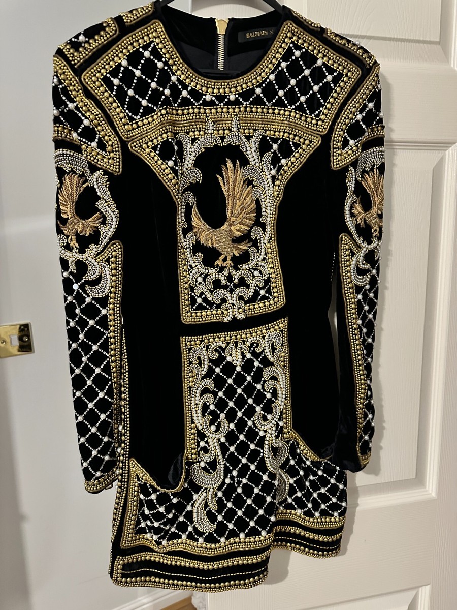 RARE H&M Balmain Gold Eagle Dress, Size EU 34 / UK 6 (Worn Once) | eBay UK