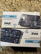 Pyle PMX7BU.5 3 Channel Bluetooth DJ Sound Board Mixer System with Mic Talkover
