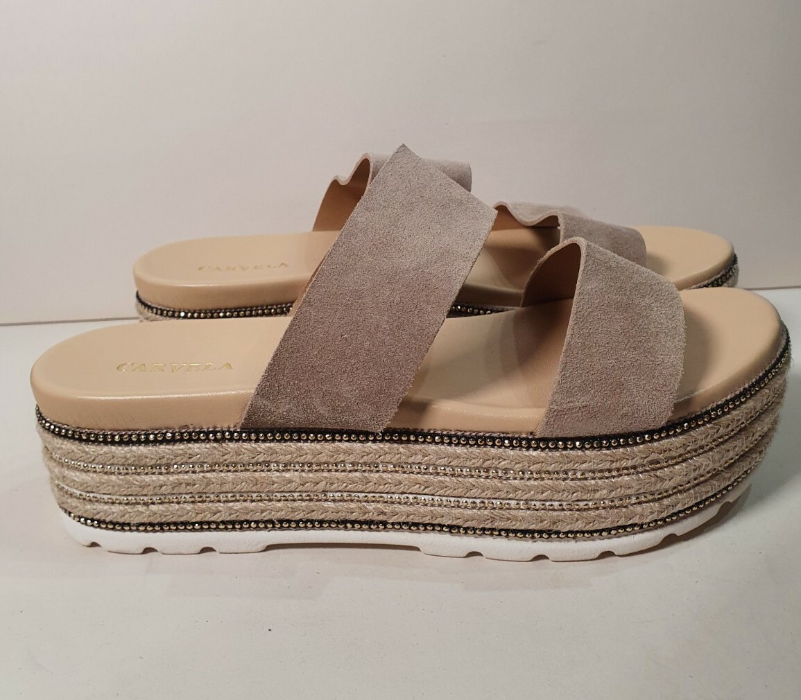 Carvela UK (41) Ladies Suede Double Strap Taupe Flatform Sliders