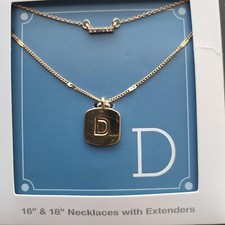 Chic Time and Tru Women's Initial 'D' Necklace Set - 2-Piece Glam Everyday Style