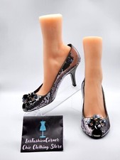 Prada Women's Silver Sequin Embellished High Heel Pumps Peep Toe Sz 9 (39.5) 374