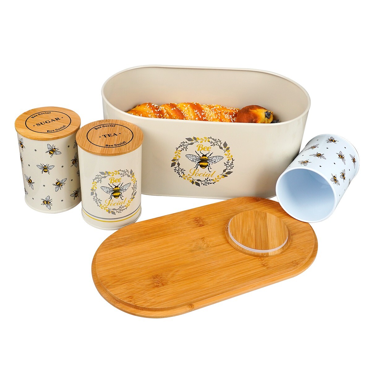 Küchenaufbewahrung Set Tee Kaffee Zucker Kanister Glas Dosen Brotbehälter Keksrollen