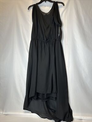 Plus Mods 2X Black Sheer Tank Dress Belted Hi Low Flowy Pocket | eBay