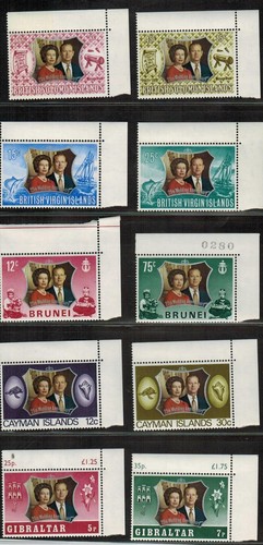 40 Stamps British Colonies 1972 Queen Elizabeth Silver Wedding Anniversary MNH - Picture 4 of 8