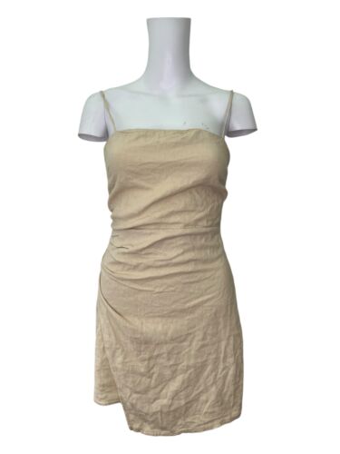 ZARA Dress Size XS Beige LINEN Bodycon Fitted Zip Womens NEW EU34 RRP £27.99 - Picture 6 of 12