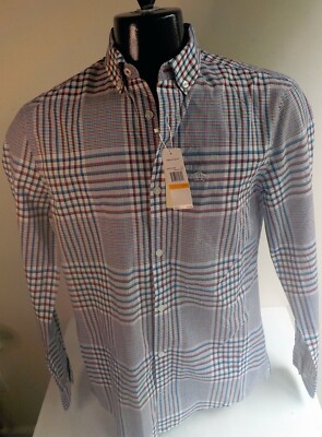 PENGUIN LS Plaid Button Down Shirt Cotton Blend Red/White/Blue SZ SM NWT
