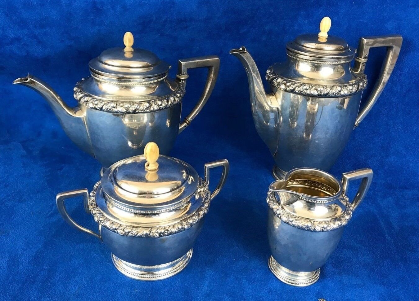 Antique German 800 silver Tea / Coffee 4 Pieces set Wilhelm Binder
