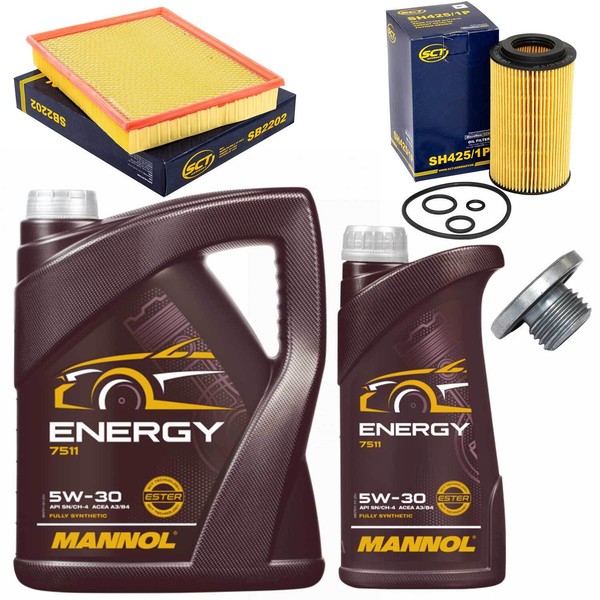 MotoröL Filter Set 5W-30 6 Liter + ÖLablassschraube FüR Opel Vectra C Signum 2.0-image