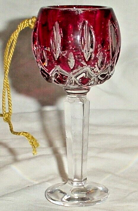 Vtg CHRISTMAS ORNAMENT GORHAM LADY ANNE CORDIAL GLASS/RUBY FLASH & CLEAR/GERMANY