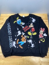 Mickey Mouse & Friends Sweatshirt 2XL Black Donald Duck Goofy Minnie Mouse #6518