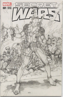 Secret Wars # 1 Forbidden Planet B&W Sketch Variant 1st Cameo God Emperer Doom