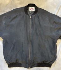 Vintage HORIZON Black Bomber Jacket Outer Wear 100 Silk Outer Size Large
