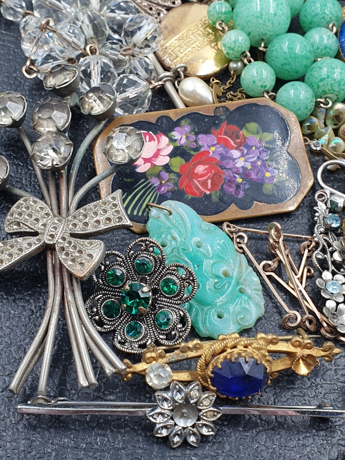 JOB LOT BROKEN ANTIQUE VINTAGE VICTORIAN ART DECO CZECH JEWELLERY SPARE