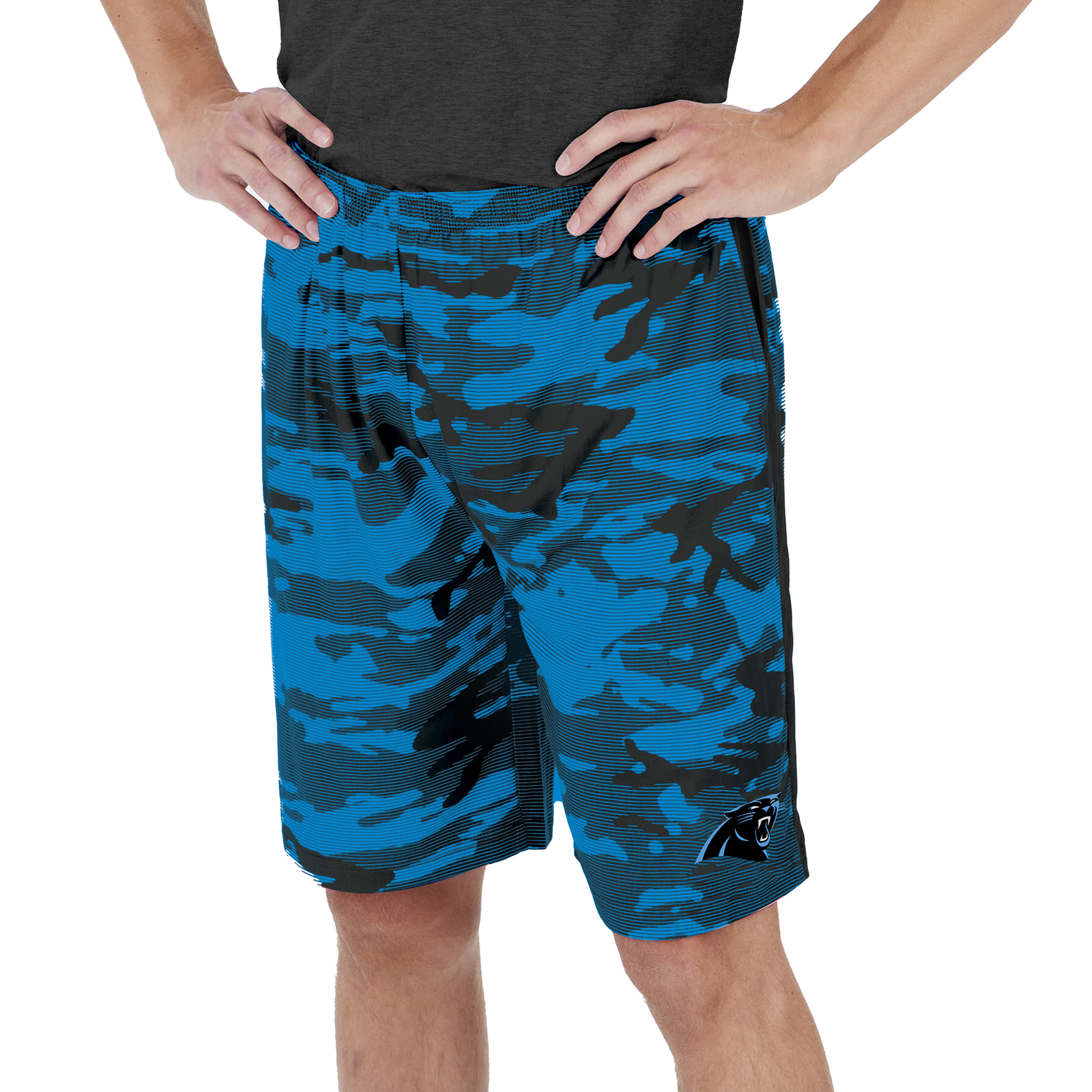 Легкие камуфляжные шорты Zubaz Mens NFL Carolina Panthers с логотипом