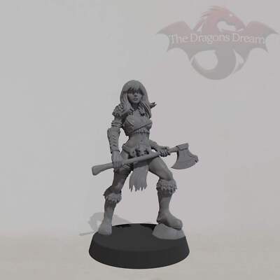 Weiblicher Barbar - Dungeons and Dragons, 5e, Pathfinder - Miniatur