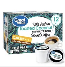 Great Value Toasted Coconut Light Roast K-Cups 12 Count, USA SELLER