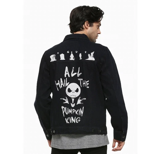 Nightmare Before Christmas "Pumpkin King" Men's Black Denim Jacket - XL - NWT - product listing photo