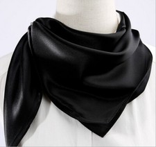 100 Silk 20" small Square Scarf Women Wrap Bandana solid color black