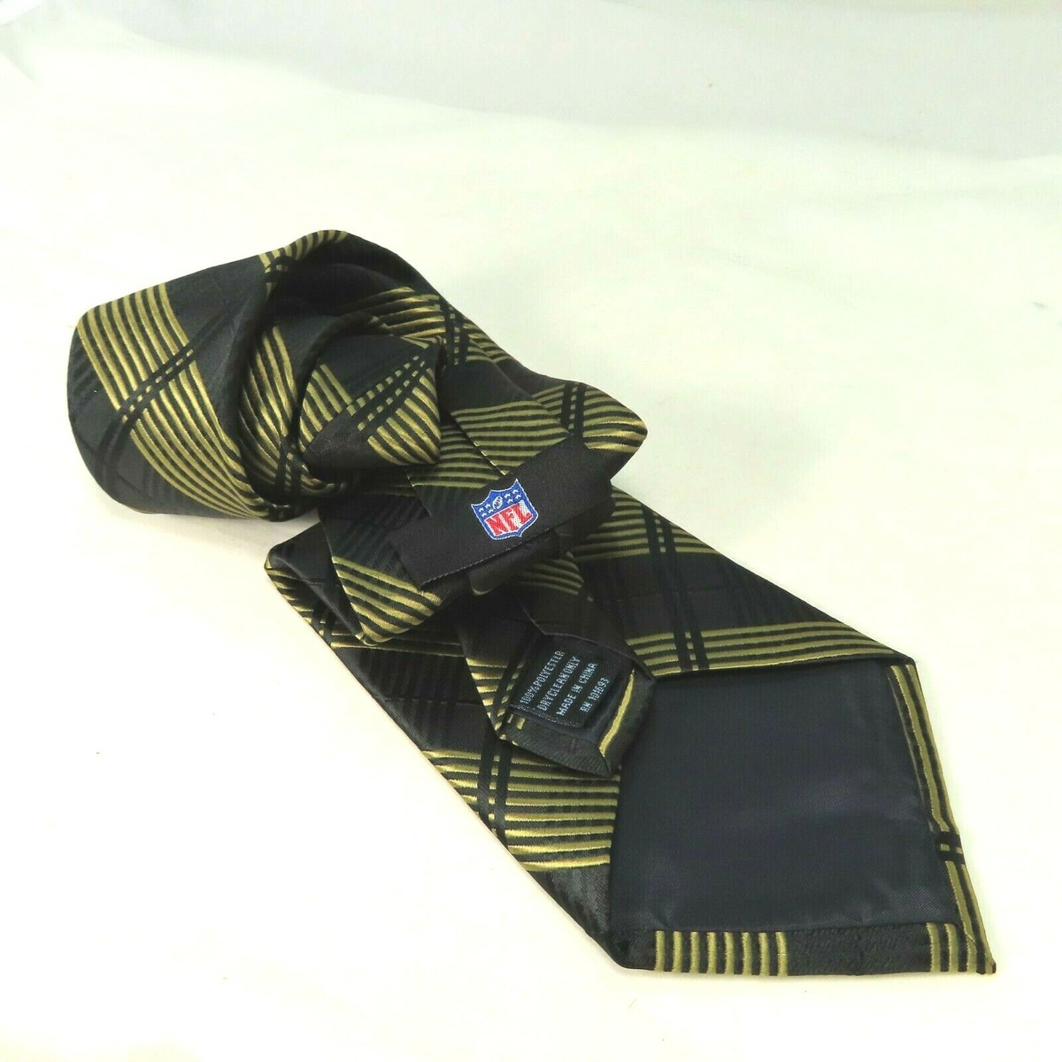 NFL New Orleans Saints Necktie Black Gold Striped Fleur-De-Lis