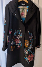 Ivko Woman Boiled Wool Merino Embroidered Full Length Coat Sz 40